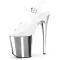 Peep Toe Stiletto Heels Transparent Ankle Buckle Straps Platforms Catwalk Pumps - Silver White