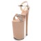 Peep Toe Stiletto Heels Sequined Ankle Buckle Cross Straps Platforms Pumps - Tan