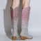 Pointed Toe Chunky Heels Glitter Bling Shiny Knee Highs Boots - Pink White
