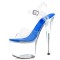 Peep Toe Stiletto Heels Transparent PVC Ankle Buckle Straps Platforms Pumps - Blue