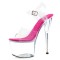 Peep Toe Stiletto Heels Transparent PVC Ankle Buckle Straps Platforms Pumps - Hot Pink