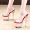 Peep Toe Stiletto Heels Transparent PVC Ankle Buckle Straps Platforms Pumps - Blue