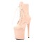 Round Toe Stiletto Heels Suede Lace Up Platforms Ankle Highs Boots - Beige