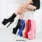 Round Toe Stiletto Heels Suede Lace Up Platforms Ankle Highs Boots - Khaki