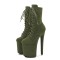 Round Toe Stiletto Heels Suede Lace Up Platforms Ankle Highs Boots - Green
