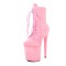 Round Toe Stiletto Heels Suede Lace Up Platforms Ankle Highs Boots - Pink