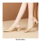 Pointed Toe Lace Decorated Slingbacks Chunky Heels Sandals - Dark Beige Tan