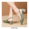 Pointed Toe Lace Decorated Slingbacks Chunky Heels Sandals - Green