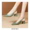 Pointed Toe Lace Decorated Slingbacks Chunky Heels Sandals - Green