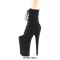 Round Toe Stiletto Heels Lace Up Platforms Ankle Highs Boots - Black