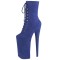 Round Toe Stiletto Heels Lace Up Platforms Ankle Highs Boots - Blue