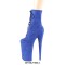 Round Toe Stiletto Heels Lace Up Platforms Ankle Highs Boots - Blue