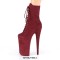 Round Toe Stiletto Heels Lace Up Platforms Ankle Highs Boots - Burgundy