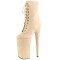 Round Toe Stiletto Heels Lace Up Platforms Ankle Highs Boots - Khaki
