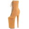 Round Toe Stiletto Heels Lace Up Platforms Ankle Highs Boots - Yellow