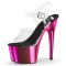 Peep Toe Shiny Electroplated Stiletto Heels Transparent Ankle Buckle Straps Platforms Pumps - Hot Pink