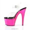 Peep Toe Shiny Electroplated Stiletto Heels Transparent Ankle Buckle Straps Platforms Pumps - Hot Pink