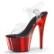 Peep Toe Shiny Electroplated Stiletto Heels Transparent Ankle Buckle Straps Platforms Pumps - Red