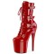 Round Toe Stiletto Heels Gothic Fetish Lace Up Three Belt Buckle Straps Platforms Ankle Highs Boots - Red