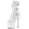 Round Toe Stiletto Heels Gothic Fetish Lace Up Three Belt Buckle Straps Platforms Ankle Highs Boots - White