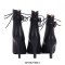 Peep Toe Stiletto Heels Ankle Buckle Straps Lace Up Summer Jazz Night Booties with Back Zipper - Beige