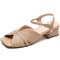 Peep Toe Summer Luxry Low Heel Flip Flops Ankle Straps Sandals - Apricot
