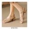 Peep Toe Summer Luxry Low Heel Flip Flops Ankle Straps Sandals - Apricot