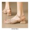 Peep Toe Summer Luxry Low Heel Flip Flops Ankle Straps Sandals - Apricot