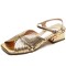Peep Toe Summer Luxry Low Heel Flip Flops Ankle Straps Sandals - Gold