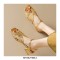 Peep Toe Summer Luxry Low Heel Flip Flops Ankle Straps Sandals - Gold