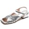 Peep Toe Summer Luxry Low Heel Flip Flops Ankle Straps Sandals - Silver