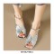 Peep Toe Summer Luxry Low Heel Flip Flops Ankle Straps Sandals - Silver