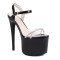 Peep Toe Stiletto Heels Ankle Straps Platforms Pumps - Black
