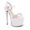 Peep Toe Stiletto Heels Ankle Straps Platforms Pumps - White
