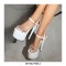 Peep Toe Stiletto Heels Ankle Straps Platforms Pumps - White
