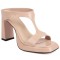Peep To T Straps Crocodile Pattern Chunky Heels Summer Slippers Sandals - Apricot Beige