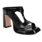 Peep To T Straps Crocodile Pattern Chunky Heels Summer Slippers Sandals - Black