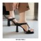 Peep To T Straps Crocodile Pattern Chunky Heels Summer Slippers Sandals - Black