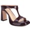 Peep To T Straps Crocodile Pattern Chunky Heels Summer Slippers Sandals - Wine Red