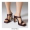 Peep To T Straps Crocodile Pattern Chunky Heels Summer Slippers Sandals - Wine Red