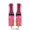 Peep Toe Stiletto Heels Platforms Back Decorated Lace Up Side Zipper Ankle Highs Booties - HotPink Patent