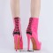 Peep Toe Stiletto Heels Platforms Back Decorated Lace Up Side Zipper Ankle Highs Booties - HotPink Patent