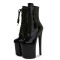 Round Toe Stiletto Heels Patent Lace Up Platforms Ankle Highs Boots - Black