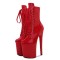 Round Toe Stiletto Heels Patent Lace Up Platforms Ankle Highs Boots - Red