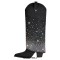 Pointed Toe Knee High Fold Down Pull On Chunky High Heels Rhinestones Boots - Black