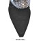 Pointed Toe Knee High Fold Down Pull On Chunky High Heels Rhinestones Boots - Black