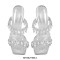 Square Open Toe Chunky Heels Transparent Rhinestones Sandals - Silver