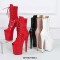 Peep Toe Stiletto Heels Double Color Lace Up Platforms Ankle Highs Boots - Black Red