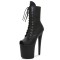Peep Toe Stiletto Heels Matte Lace Up Platforms Ankle Highs Boots - Black