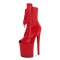 Peep Toe Stiletto Heels Patent Lace Up Platforms Ankle Highs Boots - Red
